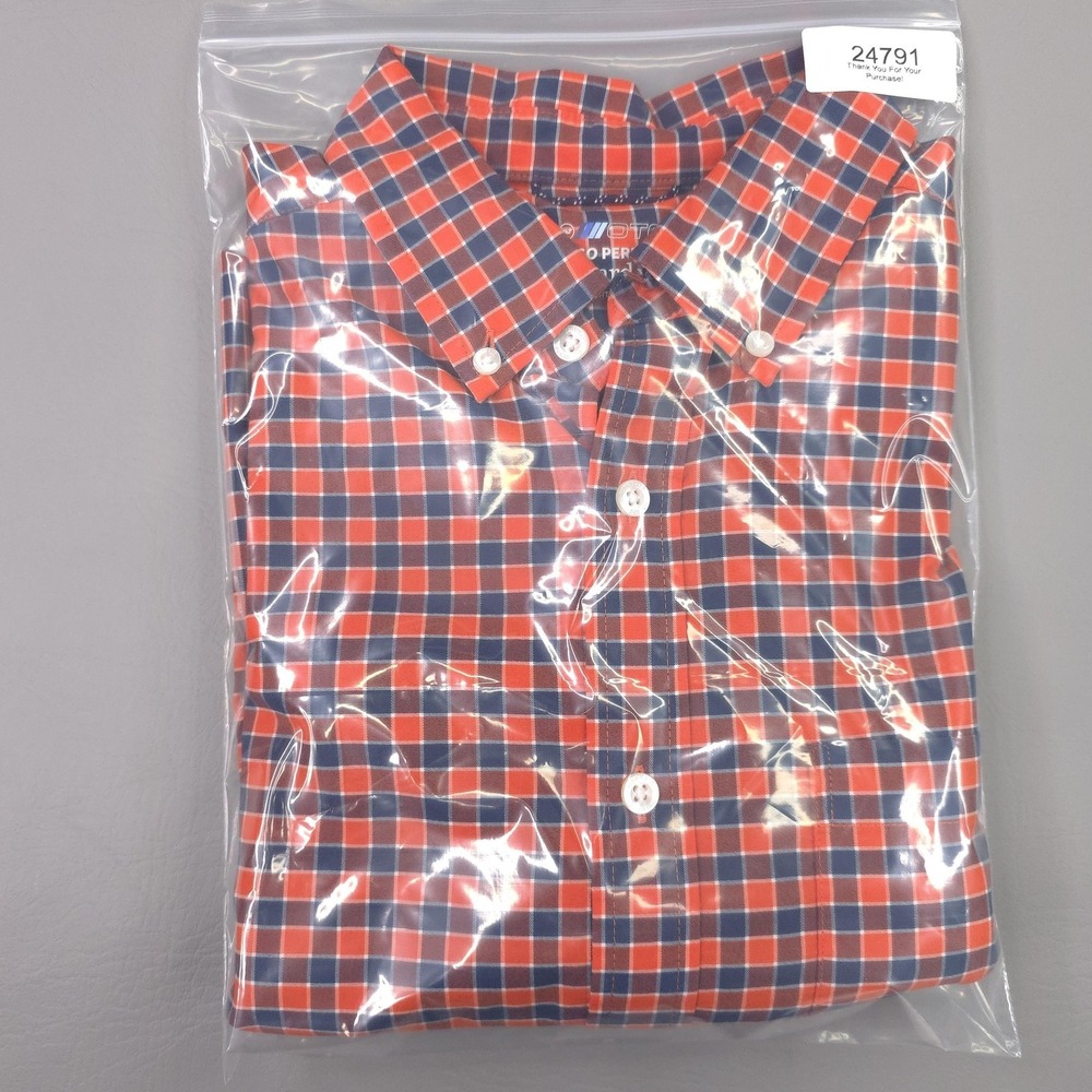 Vineyard Vines Shirt Men Small Orange Check Long Sleeve Brrr Cooling Stretch OTG - Picture 12 of 12